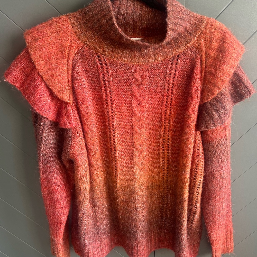 Vigoss Red and Orange Cowl Neck Sweater